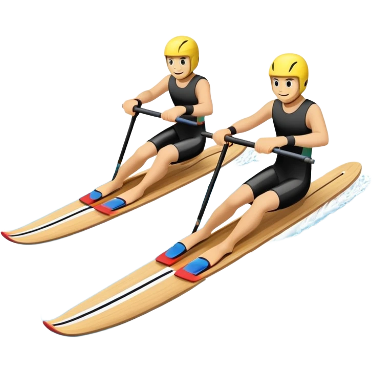 A pair of water skis in close-up glide through the water without a human emoji