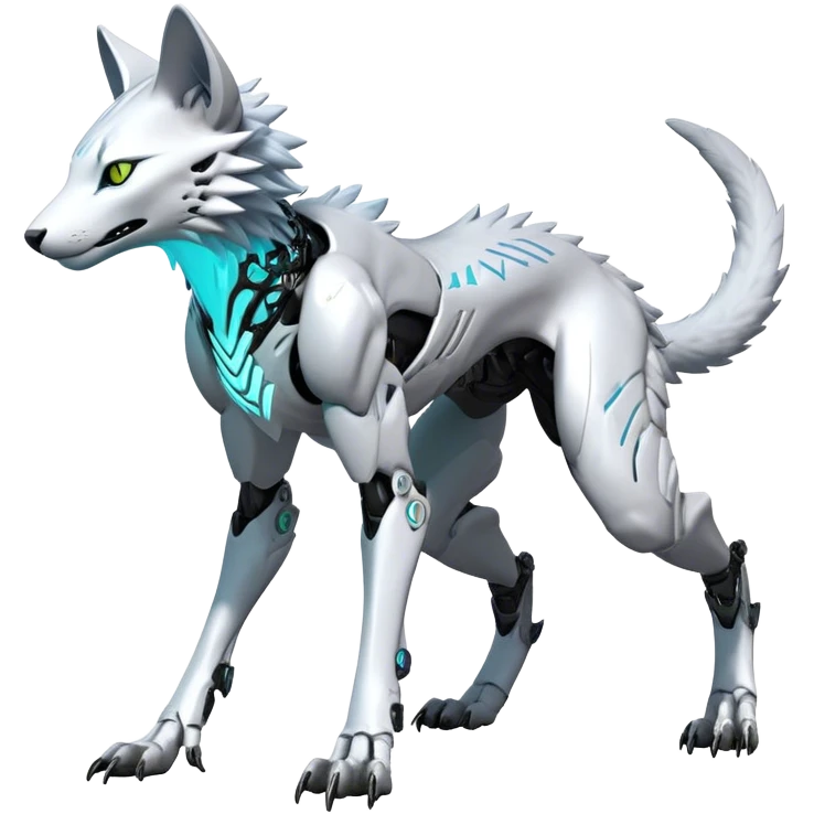 Modern Futuristic Feral Cyborg-Vernid-Sergal-Feline-Trico-species, 4 legs, by LiLaiRa full body emoji