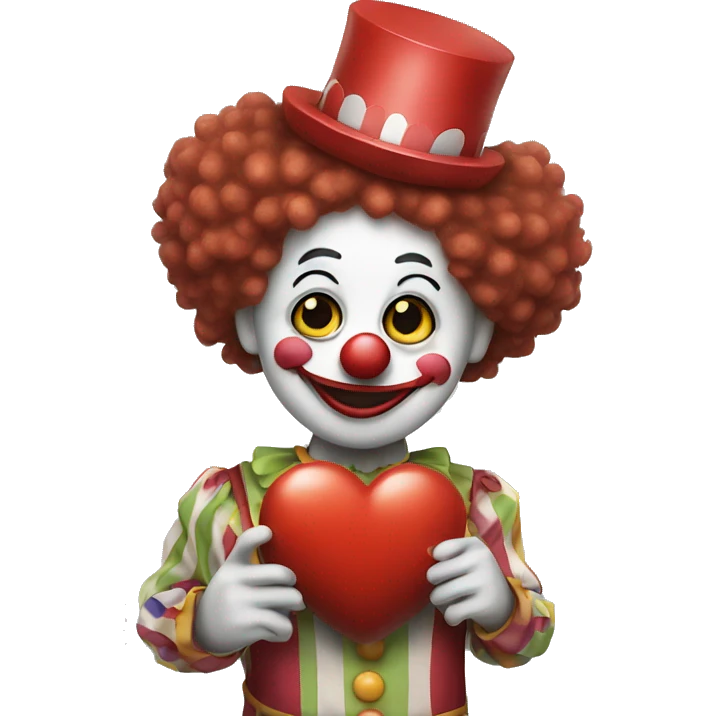 Clown holding heart sign emoji