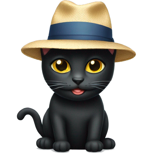 Summer Black cat with a hat  emoji