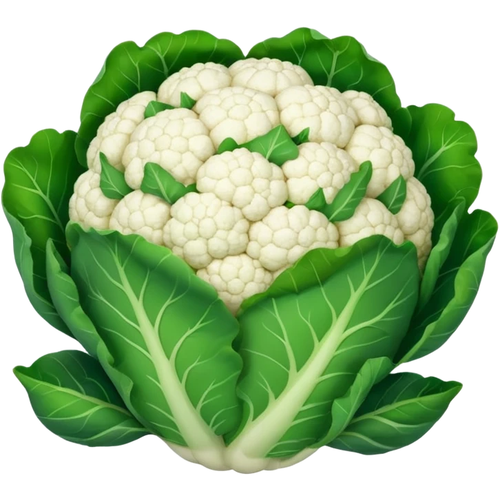 minimal cauliflower, white florets, green base emoji