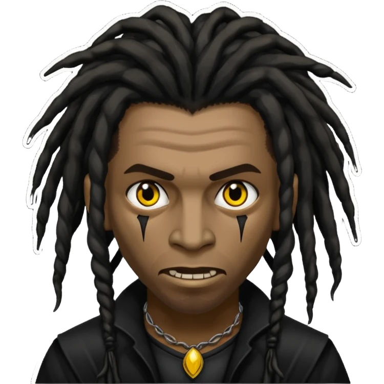 Faça um vampiro negro com dreadlocs com a ponta amarela  emoji