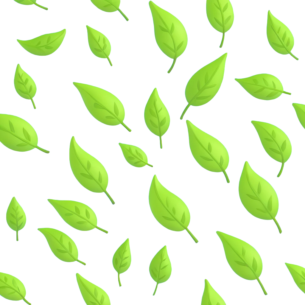 vibrant green summer leaves falling and swirling in a gentle warm breeze emoji