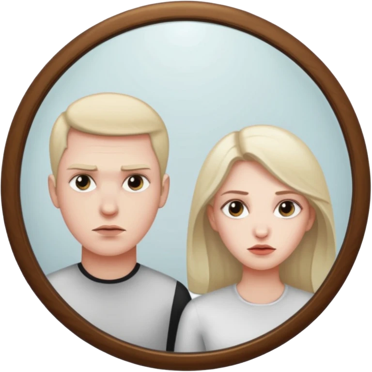 Man killer on mirror behind woman emoji