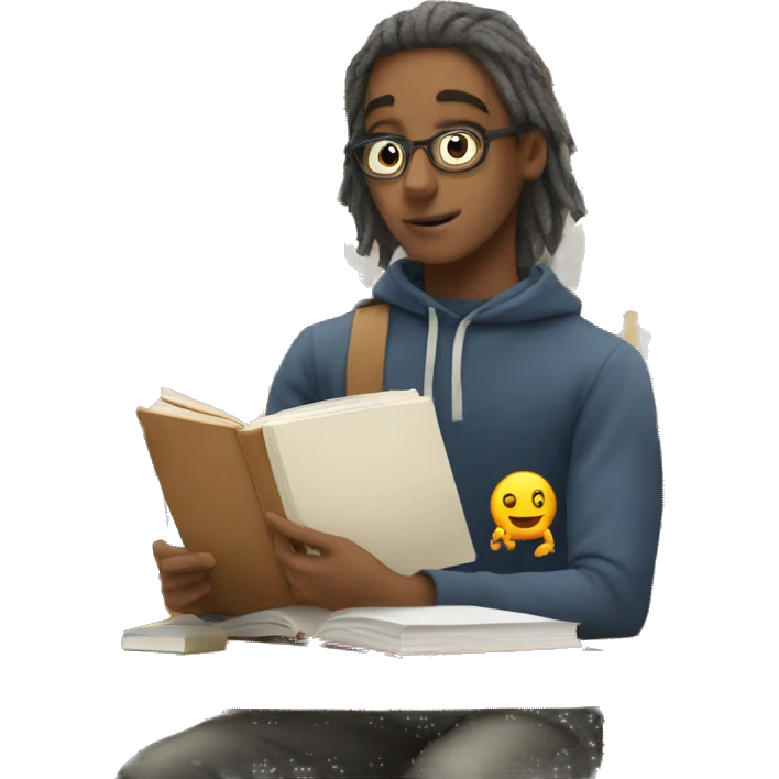 Student studying with brain emoji