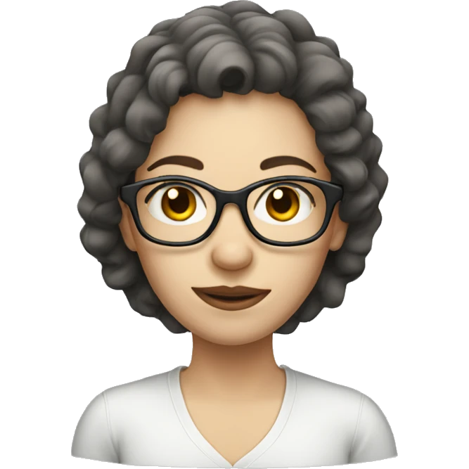 A back hair woman, pale skin, wearing glasses emoji