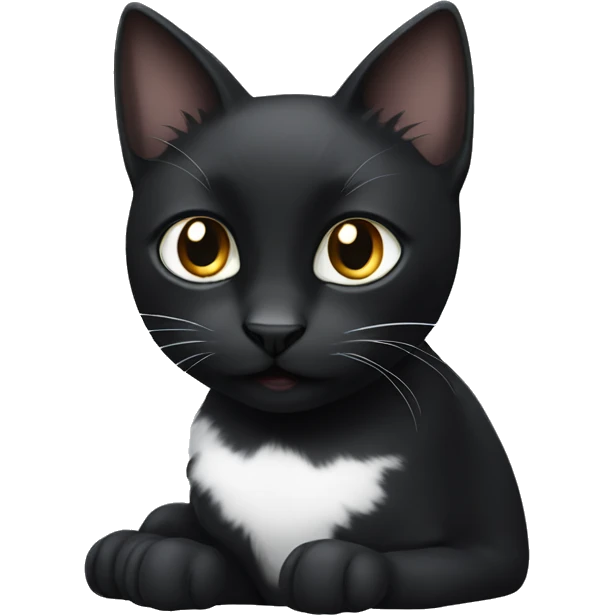 Black cat with white belly and white paws tip emoji