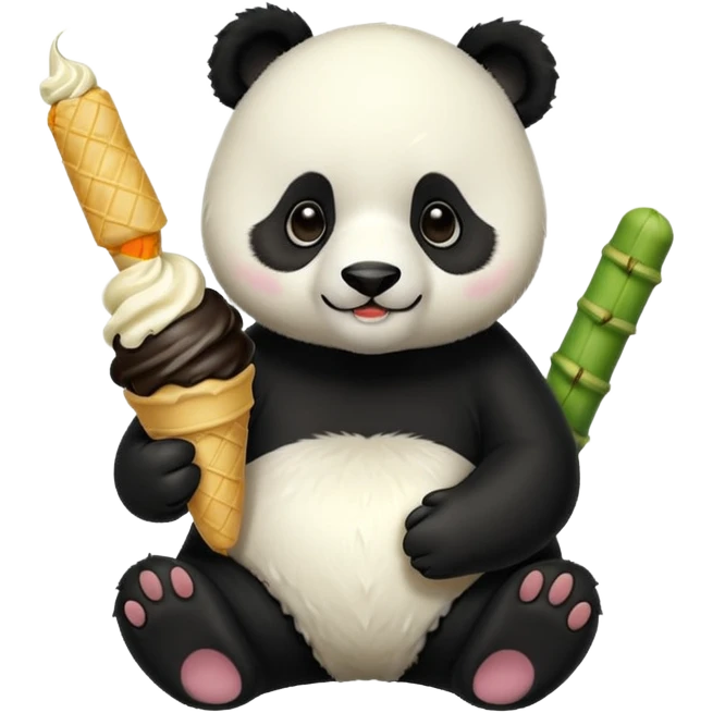 Panda eating ice cream emoji
