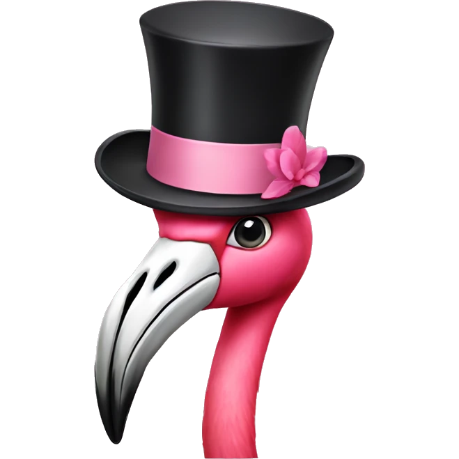 Flamingo top hat emoji