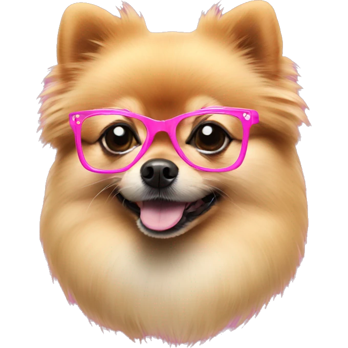 Pomeranian with pink glasses emoji