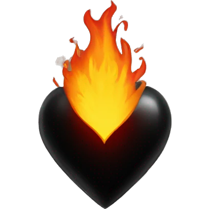 Black heart with fire behind emoji