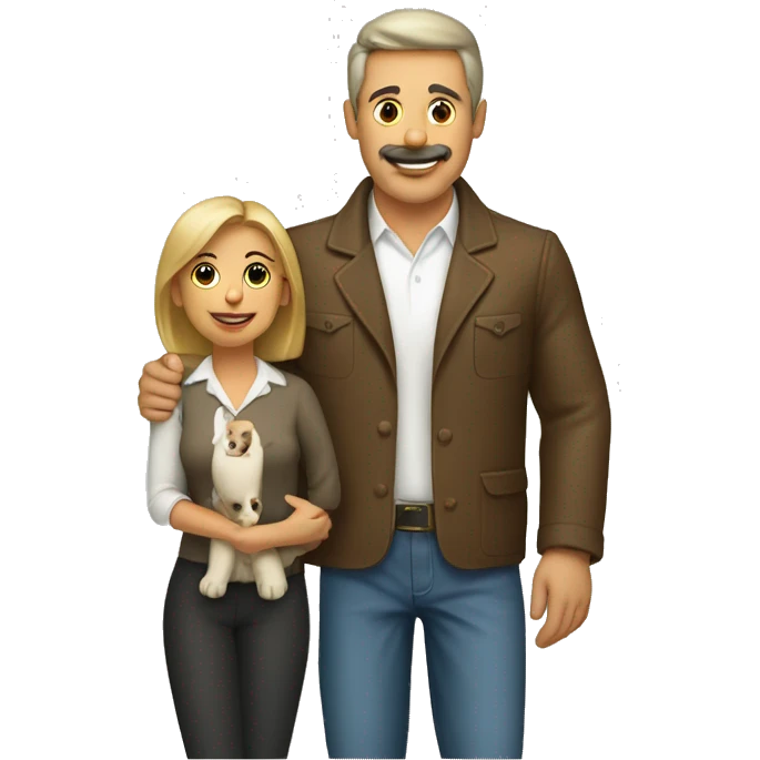 Hombre con mujer y con perro emoji