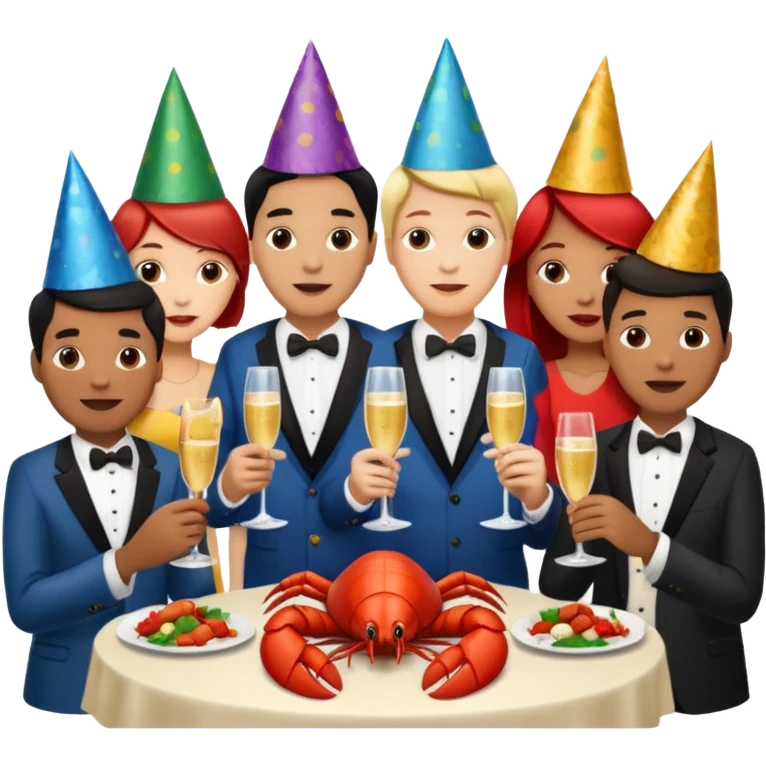 200 people eating lobster at a family party emoji