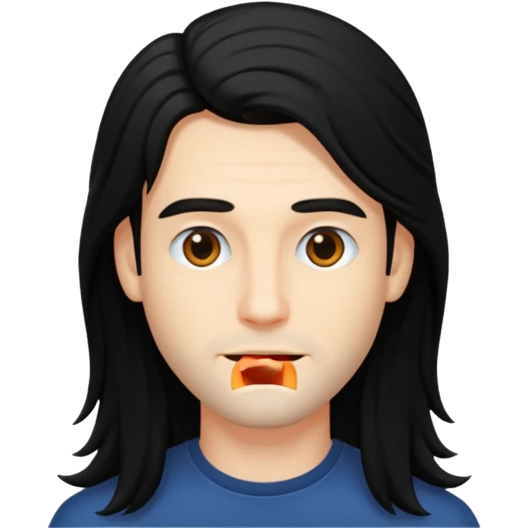 A man have a black long hair emoji