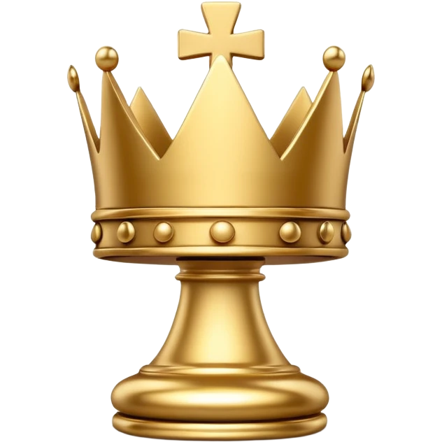 
chess king piece object, classic king crown with cross detail, 3D cartoon, glossy material, soft shadow, mobile game icon style, centered, clean background, no text, no watermark
 emoji