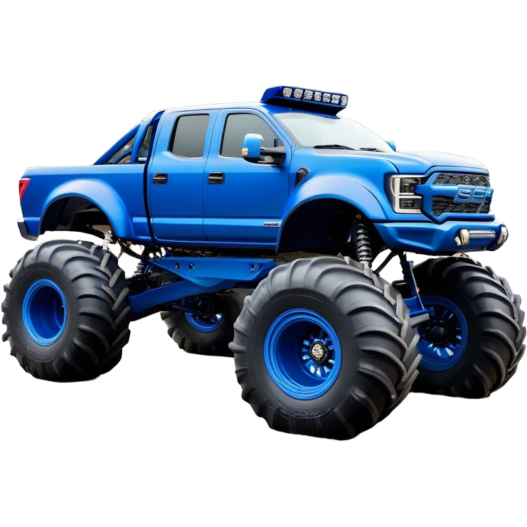 Bigfoot - Bigfoot 4x4 (Model Year: 2022) (Iconic colour: Blue) - An oversized, rugged monster truck with bold, aggressive lines painted in a striking blue. Focus on massive, rugged tires and a muscular chassis that exudes raw power and an urban legend feel. emoji