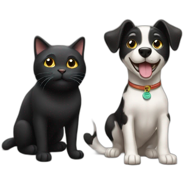 happy dog and a black cat emoji