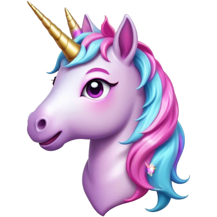 Cinematic Comical Unicorn Pony Portrait Emoji, Head tilted dramatically with an exaggeratedly amused expression, featuring a compact, magically adorned form with a sparkling tiny horn, wide, comically expressive eyes full of playful disbelief, and a subtly animated mane, Simplified yet hilariously expressive features, highly detailed, glowing with a slightly sassy pastel glow, high shine, dramatic yet playful, stylized with an air of cheeky magical mischief, soft glowing outline, capturing the essence of a meme-worthy unicorn pony that looks ready to trot its way into viral fame! emoji