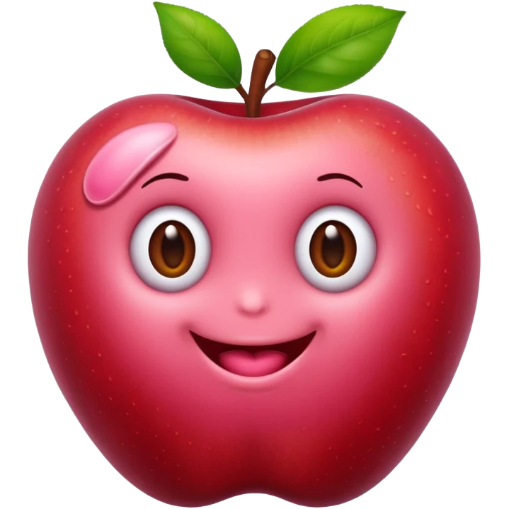 cute worm in apple emoji