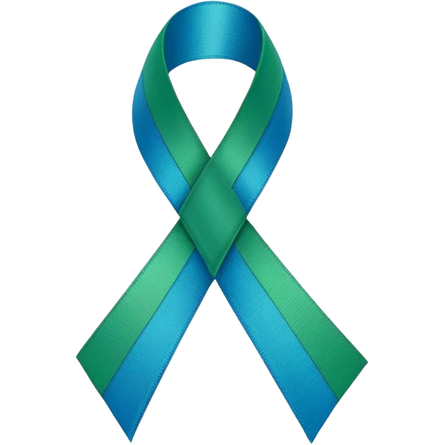 NF1 Green and blue awareness ribbon with “NF” in the middle emoji