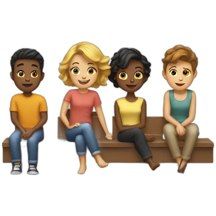 friends talking and siting together   emoji