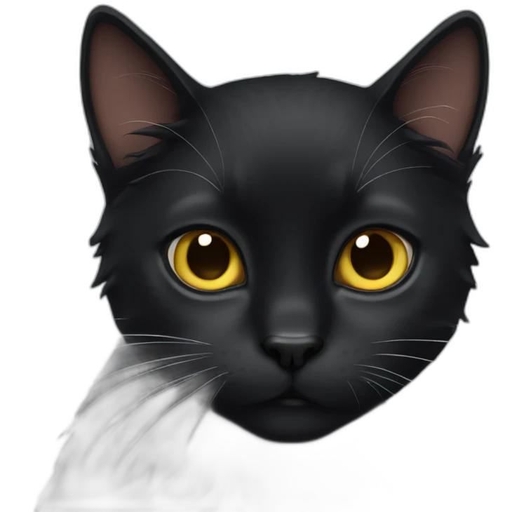 Black cat with hair tie emoji