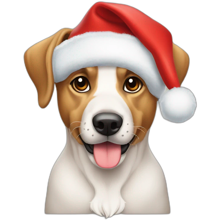 Perro con gorro de navidad  emoji