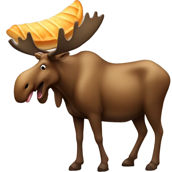 Moose eating big croissant  emoji