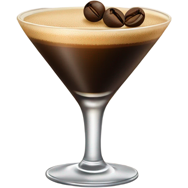 Espresso Martini cocktail with three coffee beans to garnish emoji