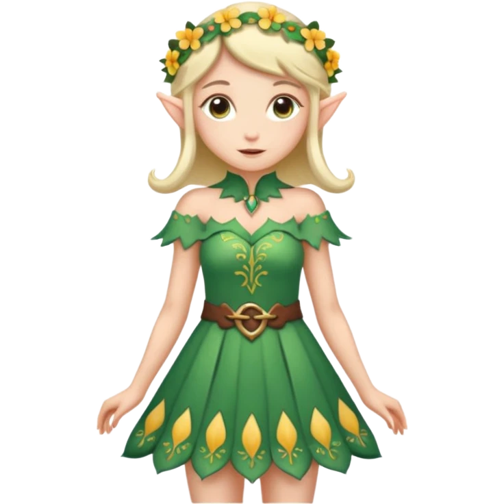elf wearing flower dress design emoji
