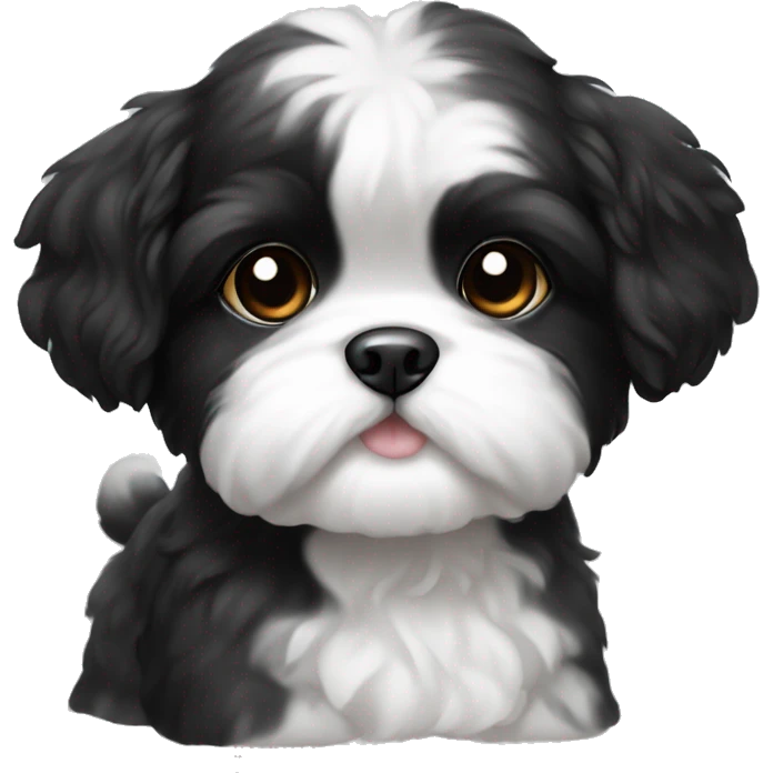 Black and white shih-zu puppy emoji