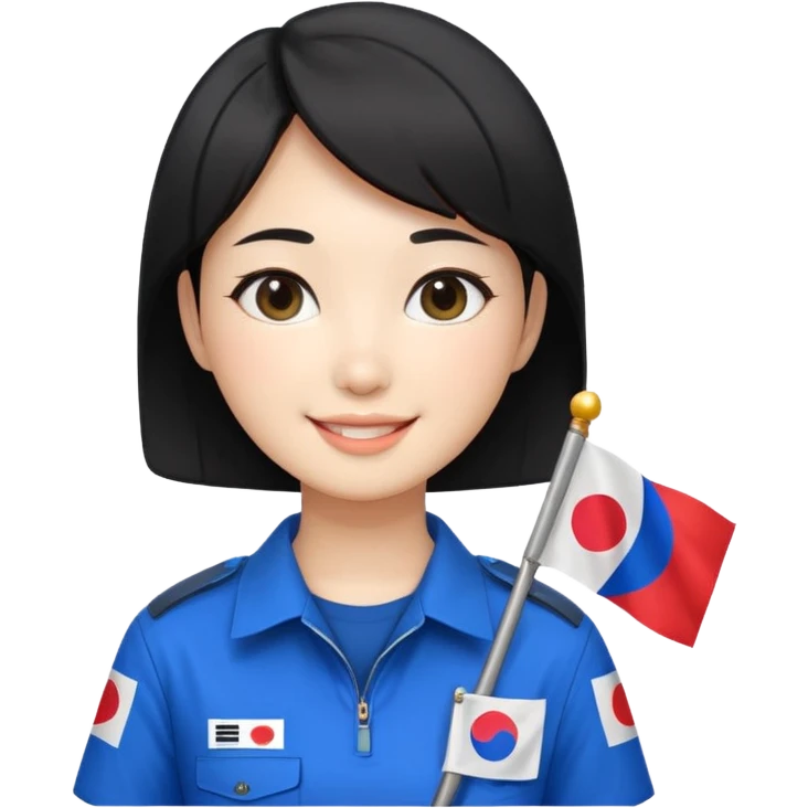 A big eye
A young Korean female guide with black short hair and a Korean flag emoji