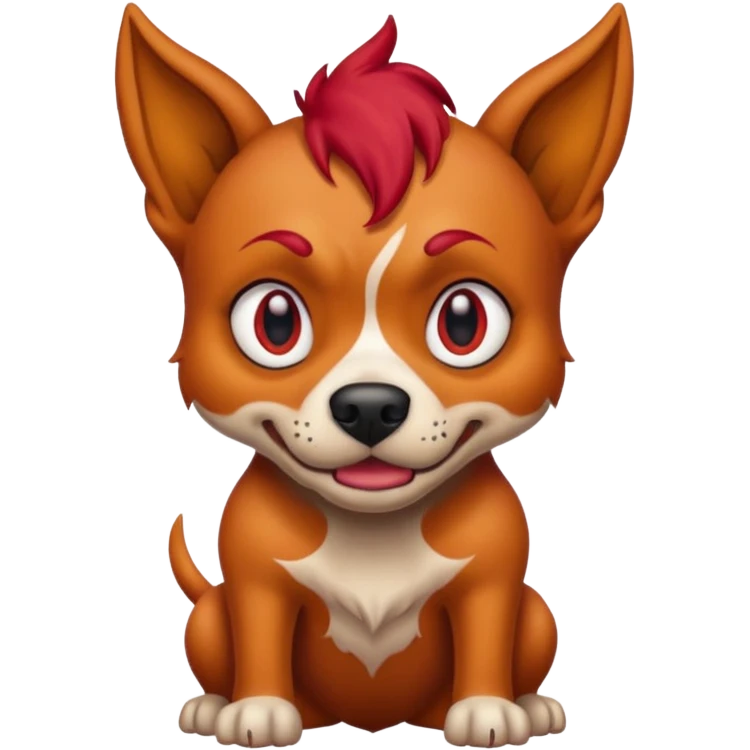 tattoed scary looking dog with red hair emoji