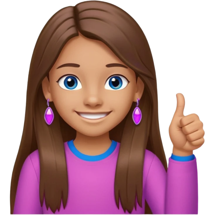 11 year old girl, blue eyes, brown long ish straight hair, smile and two thumbss up with purple STUD earings and a PINK shirt, and that you can see my whole body, and no teeth in my smile and NOooooooooooo watch bracelet thingy a little tanish skin but but not pale emoji