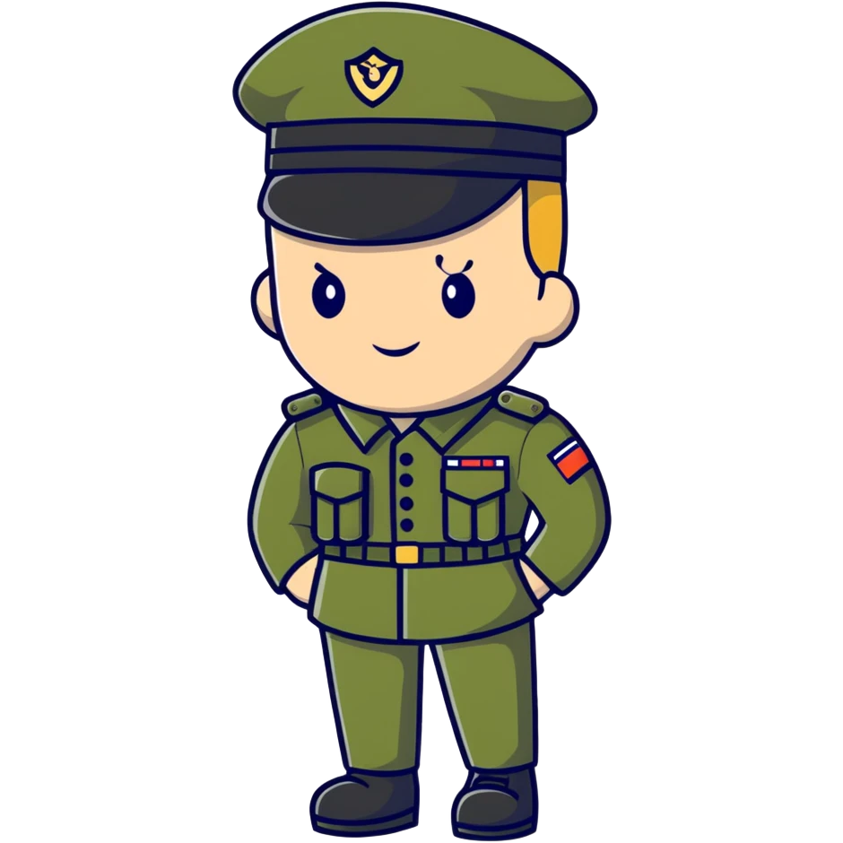 rear view of military personnel wearing a cap or hat emoji
