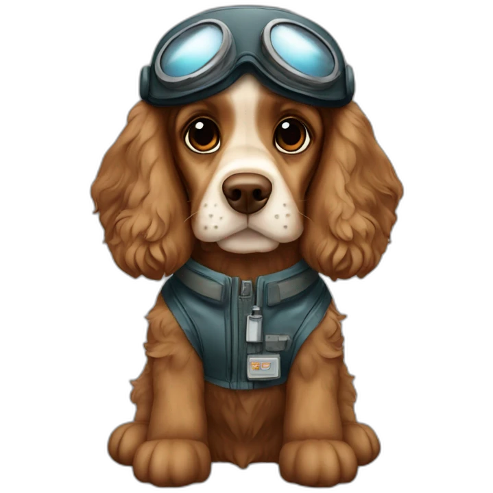 brown cocker spaniel dressed as pilot emoji