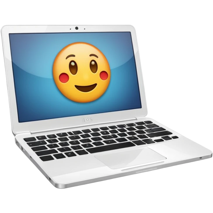 a white laptop on a black background. turn the laptop emoji