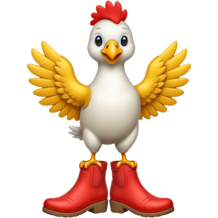 Galinha usando botas vermelhas  emoji