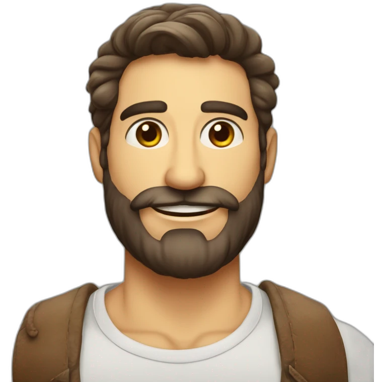 Homem calvo de barba grisalhas olhos fleumático sorrindo emoji
