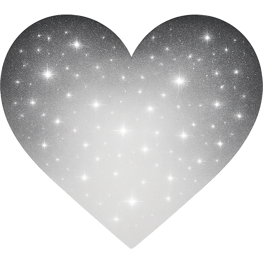 Modify the heart with a night sky gradient to white night theme with a white gradient, more stars, and a soft glow. Remove the background entirely  emoji