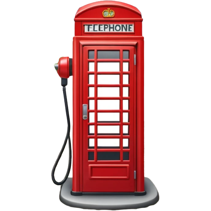 A classic red telephone booth standing on a cobblestone street. emoji