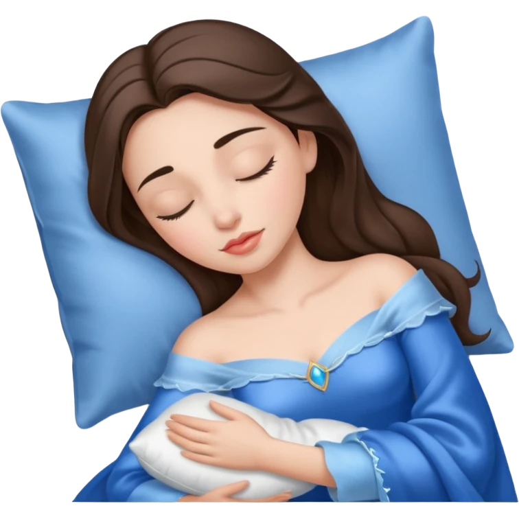 sleeping beauty brunette white girl with a silk pillow emoji