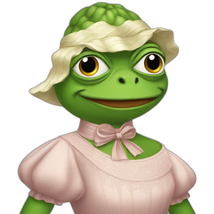 Pepe wearing a dress emoji