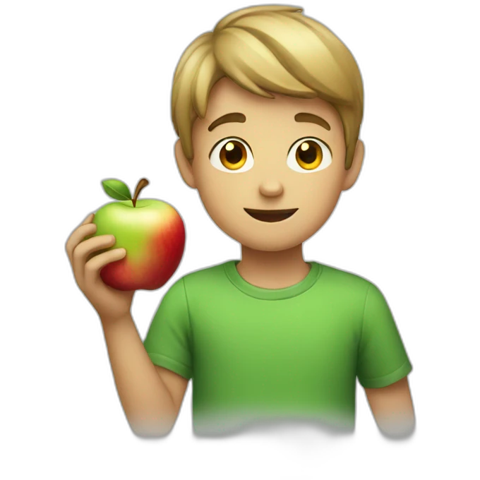 Boy with apple emoji