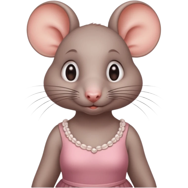 A beady eyes beautiful female rat wearing a dress with rosy cheeks emoji