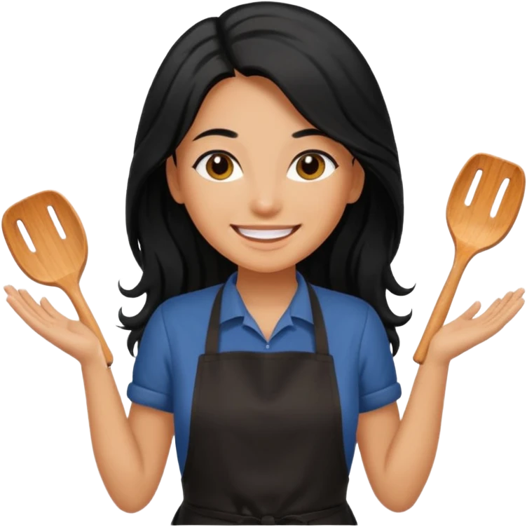 Hold. Women painting smilling tablier black hair emoji