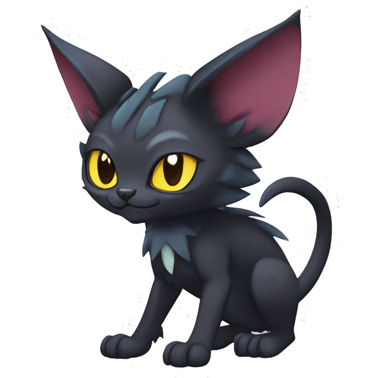 Black edgy Noivern-Litten-Sphynx-Lykoi-Caracal-cat-Fakemon full-body emoji