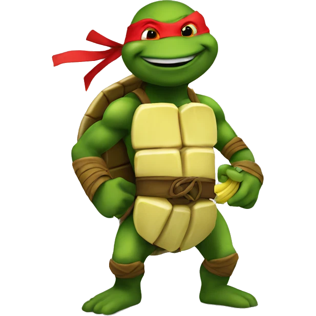 a ninja turtle eating a banana emoji