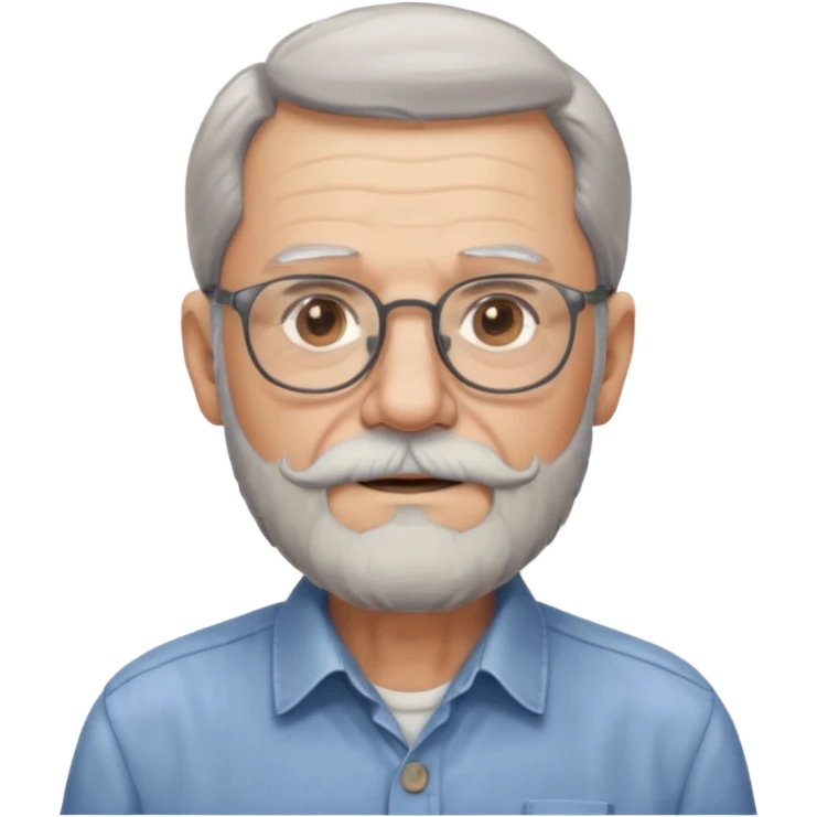 elderly glasses man with long beard and shirt emoji