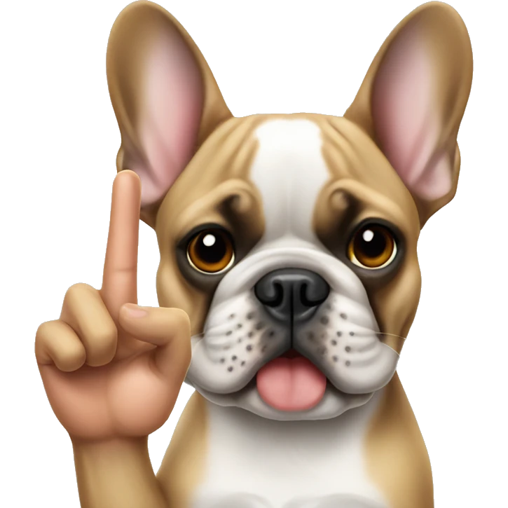 French bulldog giving the middle finger emoji
